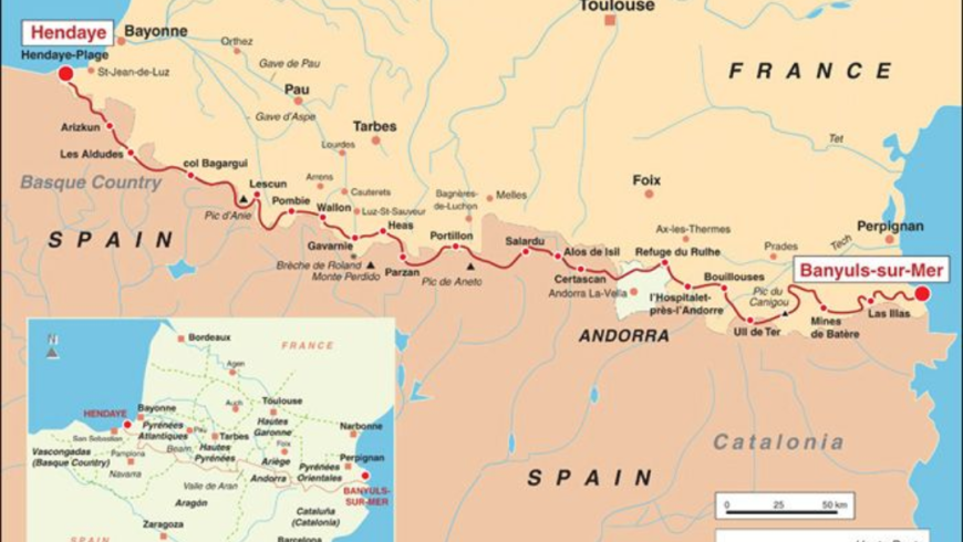 Haute Route des Pyrénées (HRP) Carte générale