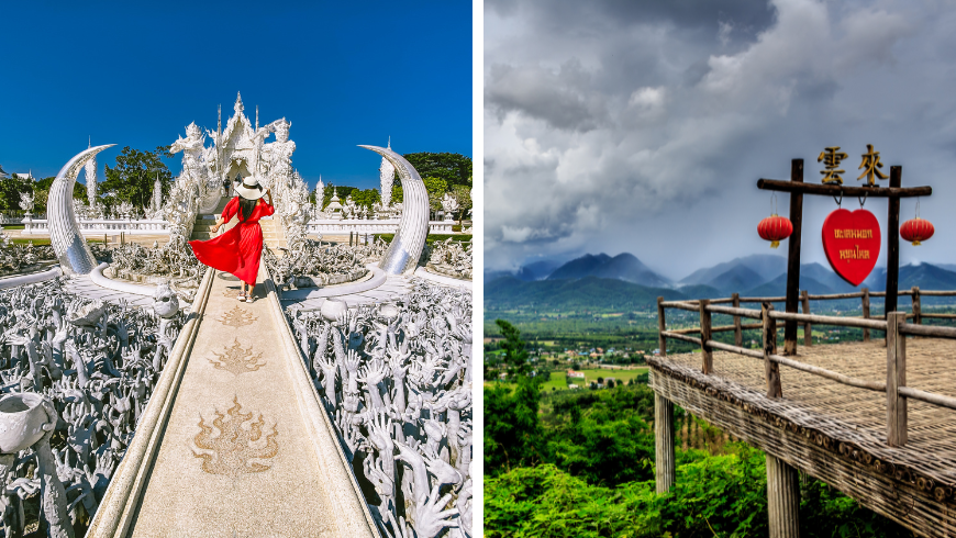 Wat Rong Khun à Chiang Rai Chiang Mai Thaïlande et point de vue Yun Lai - Pai, Thaïlande
