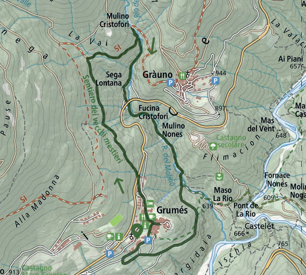 carte du Sentier des Vieux Métiers : marcher dans la mémoire