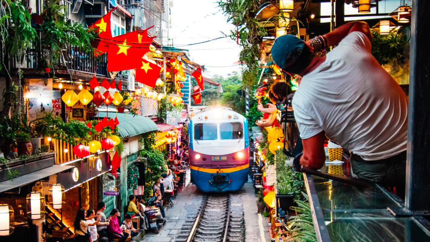 Rue du train à Hanoi, Vietnam