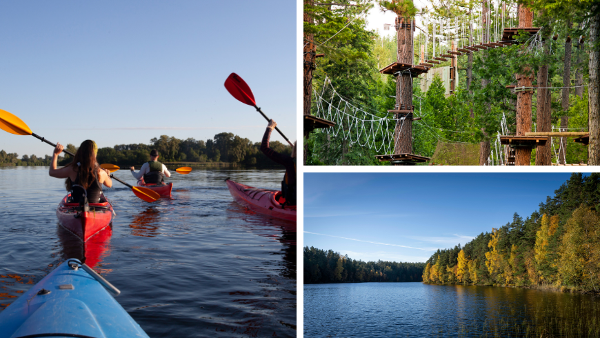 Excursion en canoë au lac et au parc aventure