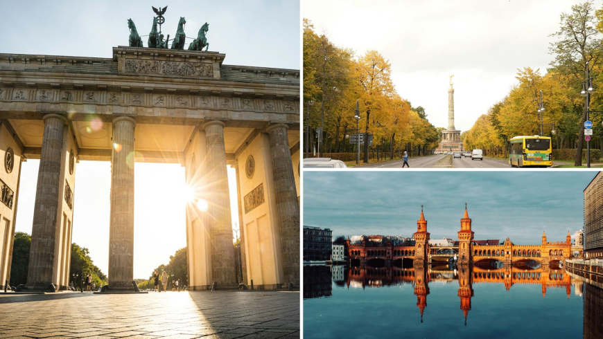 Voyage durable à Berlin : porte de Brandebourg, colonne de la Victoire au Tiergarten et pont Oberbaum
