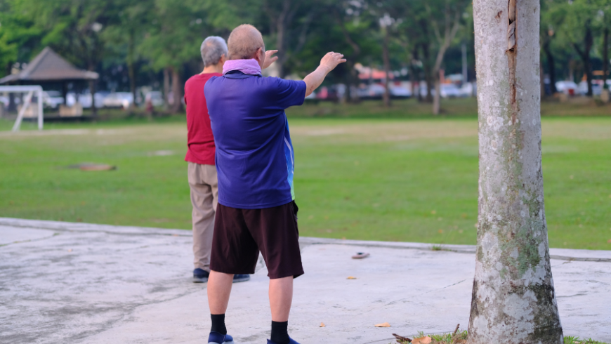 les gens font des mouvements lents dans un parc