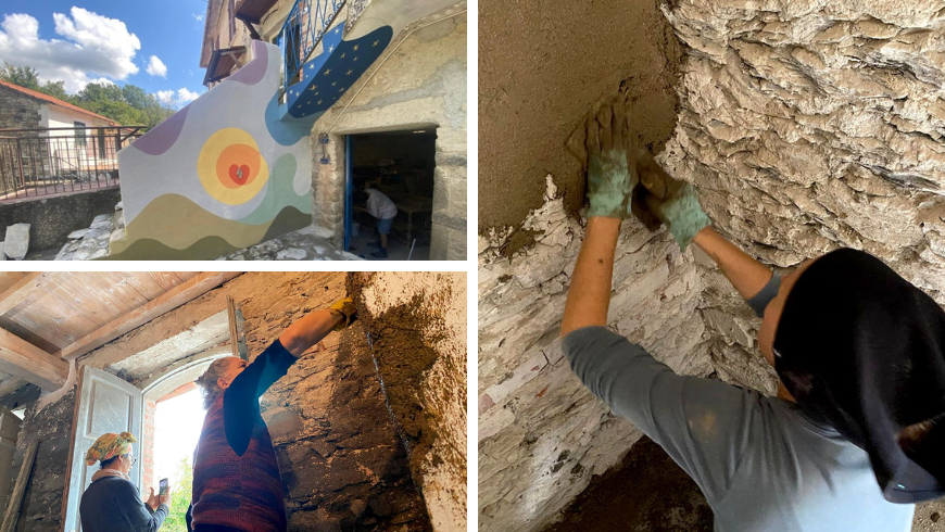 Travaux de rénovation du gîte avec de nombreux aides