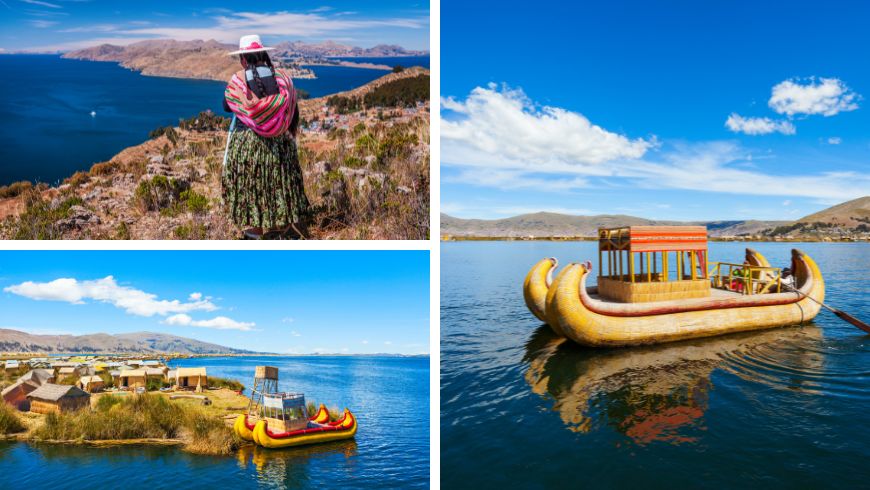 Vue panoramique sur le lac Titicaca, le lac navigable le plus haut du monde, à la frontière entre le Pérou et la Bolivie