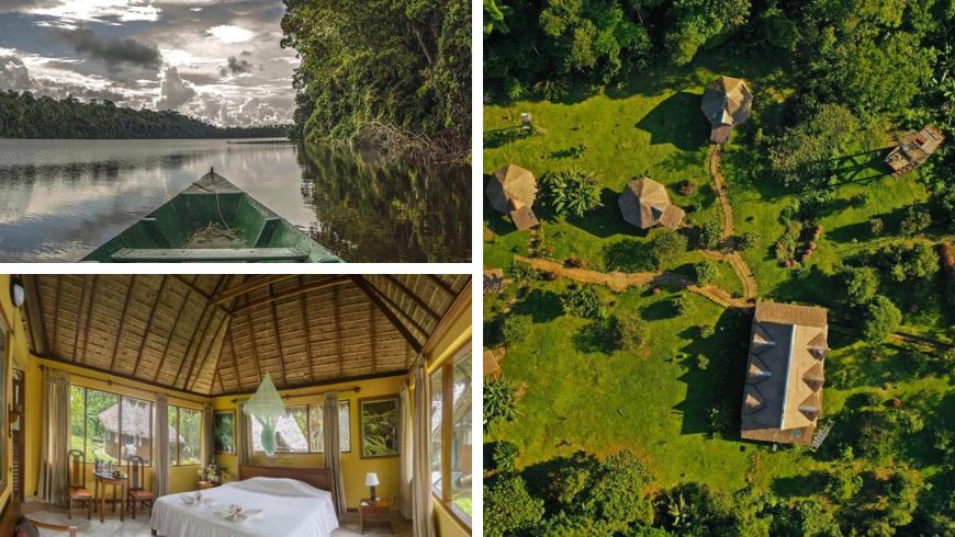 Hacienda Tambopata Lodge entouré par la forêt amazonienne près de la réserve nationale de Tambopata, Pérou