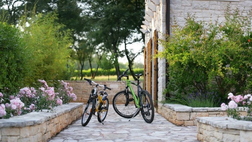 Vélos disponibles pour les clients dans un appartement vert en Istrie