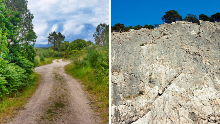 sentiers parmi les montagnes et les roches calcaires