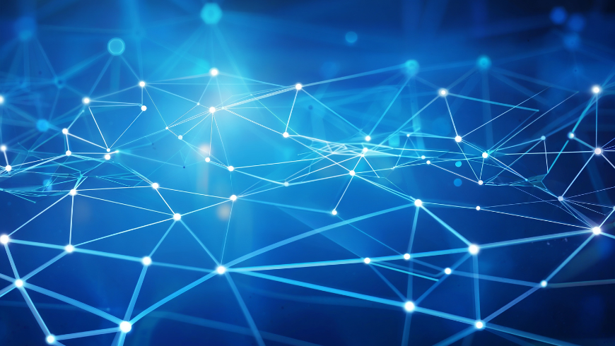 Représentation symbolique d'un réseau Internet avec des connexions numériques entre différents nœuds.