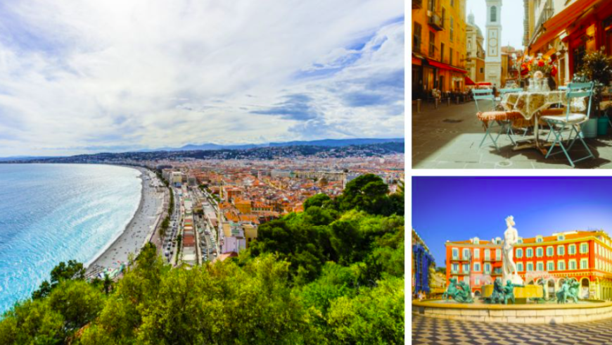 Photos d'un point de vue célèbre à Nice : depuis la Colline du Château, vous pourrez admirer le Vieux Nice et le cœur de la ville.