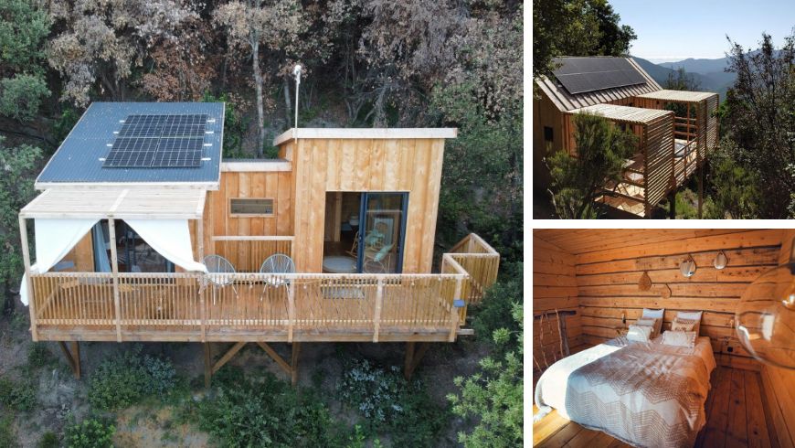 Eco-cabine entourée de bois et de nature en France
