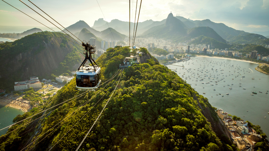 Téléphérique jusqu'au mont du Pain de Sucre, Parque Bondinho Pão de Açúcar, à Rio de Janeiro.